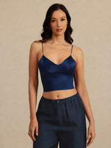 [Dark Blue] SilkSilky  Spaghetti Strap V Neck Camisole Top 003