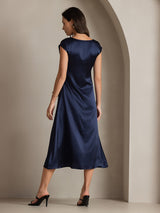 [Dark Blue] SilkSilky  Cap Sleeve Dress 002