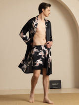 [Black] SilkSilky 19Momme Long Sleeve Mens Pajamas 001