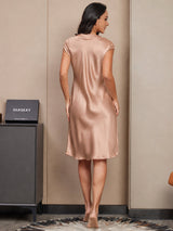 [Tuscany] SilkSilky  Cap Sleeve V Neck Dress 002