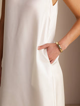 [White] SilkSilky  Sleeveless Crew Neck Dress 005