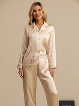 [Champagne] SilkSilky  Long Sleeve Lapel Collar Women's Pajamas 003
