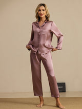 [Pale Mauve] SilkSilky  Long Sleeve Lapel Collar Women's Pajamas 007