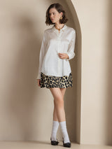 [White] SilkSilky  Long Sleeve Lapel Collar Women's Shirt 006