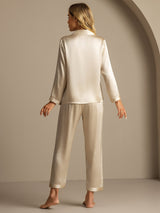 [Champagne] SilkSilky  Long Sleeve Lapel Collar Women's Pajamas 002