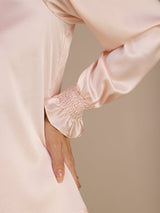 [Pink] SilkSilky  Long Sleeve Split Women's Blouse 006