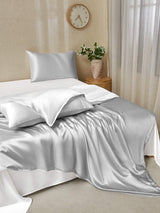 [LightGray+White] SilkSilky  25Momme Bedding Set 003