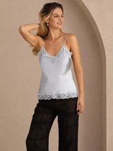 [Grayish Blue] SilkSilky  Spaghetti Strap V Neck Camisole Top 001