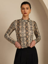 [Snakeskin] SilkSilky  Long Sleeve Women's T-Shirt 004