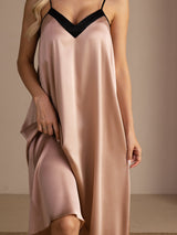 [Tuscany] SilkSilky  Spaghetti Strap V Neck Nightgown 007
