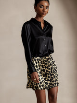 [Black] SilkSilky  Long Sleeve Lapel Collar Women's Shirt 005
