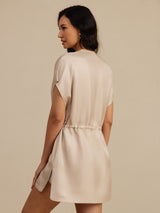 [Tan] SilkSilky  Cap Sleeve Dress 002