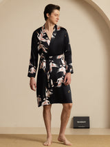 [Black] SilkSilky 19Momme Mens Robe 005