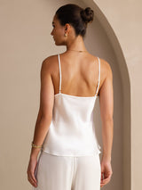 [White] SilkSilky  Spaghetti Strap V Neck Camisole Top 002