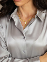 [Light Gray] SilkSilky  Long Sleeve Lapel Collar Women's Shirt 006