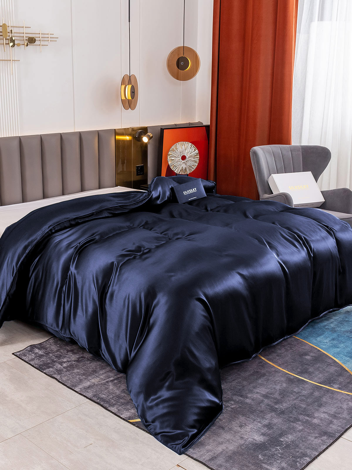 [Dark Blue] SilkSilky  Duvet Covers 001