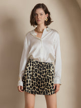 [White] SilkSilky  Long Sleeve Lapel Collar Women's Shirt 001