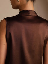 [Bitter Chocolate] SilkSilky  Sleeveless Tie Neck Camisole Top 005