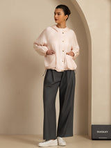 [Pink] SilkSilky Silk Satin Surah Long Sleeve High Neck Women's Outerwear 007
