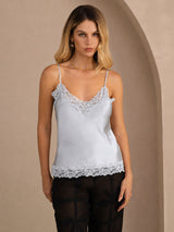 [Grayish Blue] SilkSilky  Spaghetti Strap V Neck Camisole Top 003