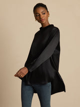 [Black] SilkSilky  Long Sleeve Stand Collar Blouse 003