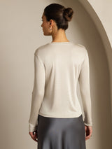 [Gray] SilkSilky  Long Sleeve Crew Neck Women's T-Shirt 002