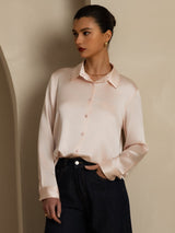 [Light Pink] SilkSilky  Long Sleeve Lapel Collar Women's Shirts 008