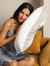 [LightGray+White] SilkSilky  19Momme Pillowcase 002