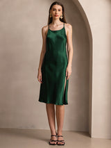 [Dark Green] SilkSilky  Spaghetti Strap Dress 007
