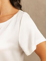 [White] SilkSilky  Short Sleeve Round Neck Women's Pajamas 004