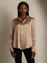 [Floral] SilkSilky  Long Sleeve Lapel Collar Women's Shirt 005