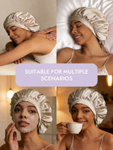 [Beige] SilkSilky  Pure Silk Sleep Cap 006