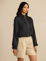 [Black] SilkSilky  Long Sleeve Hooded Women's Outerwear 006