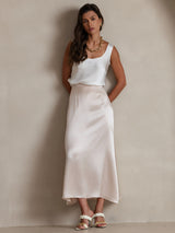 [White] SilkSilky  Sleeveless Camisole Top 007