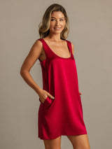 [Wine] SilkSilky  Sleeveless Nightgown 006