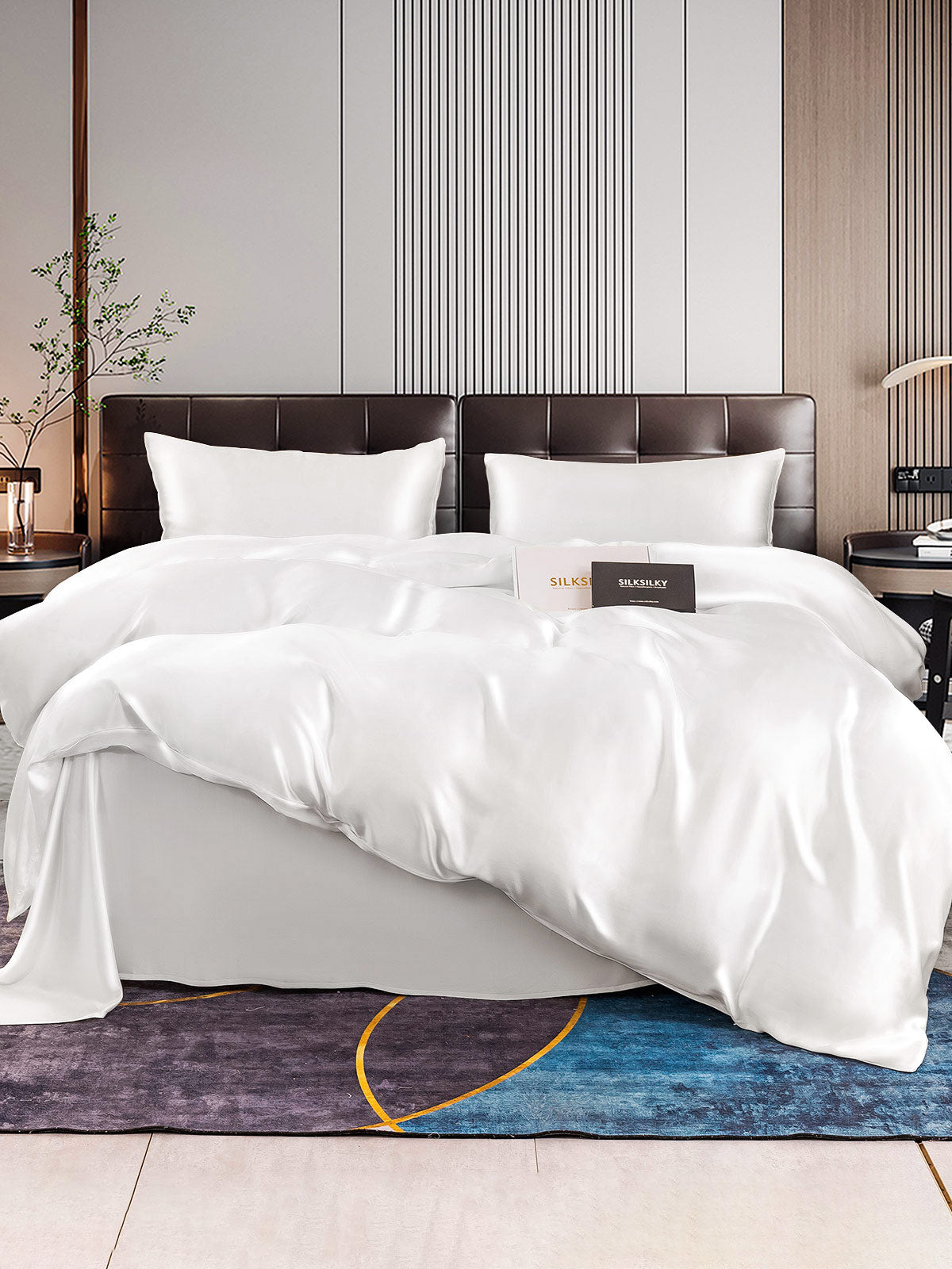 [White] SilkSilky  22Momme Bedding Set 001