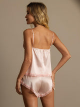 [Light Pink] SilkSilky  Spaghetti Strap V Neck Camisole Set 002