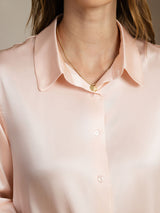[Light Pink] SilkSilky  Long Sleeve Lapel Collar Women's Shirt 004