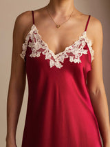 [Wine] SilkSilky  Spaghetti Strap V Neck Dress 004