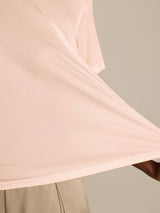 Blush pink silk jersey short sleeve crew neck women's T-shirt with smooth drape