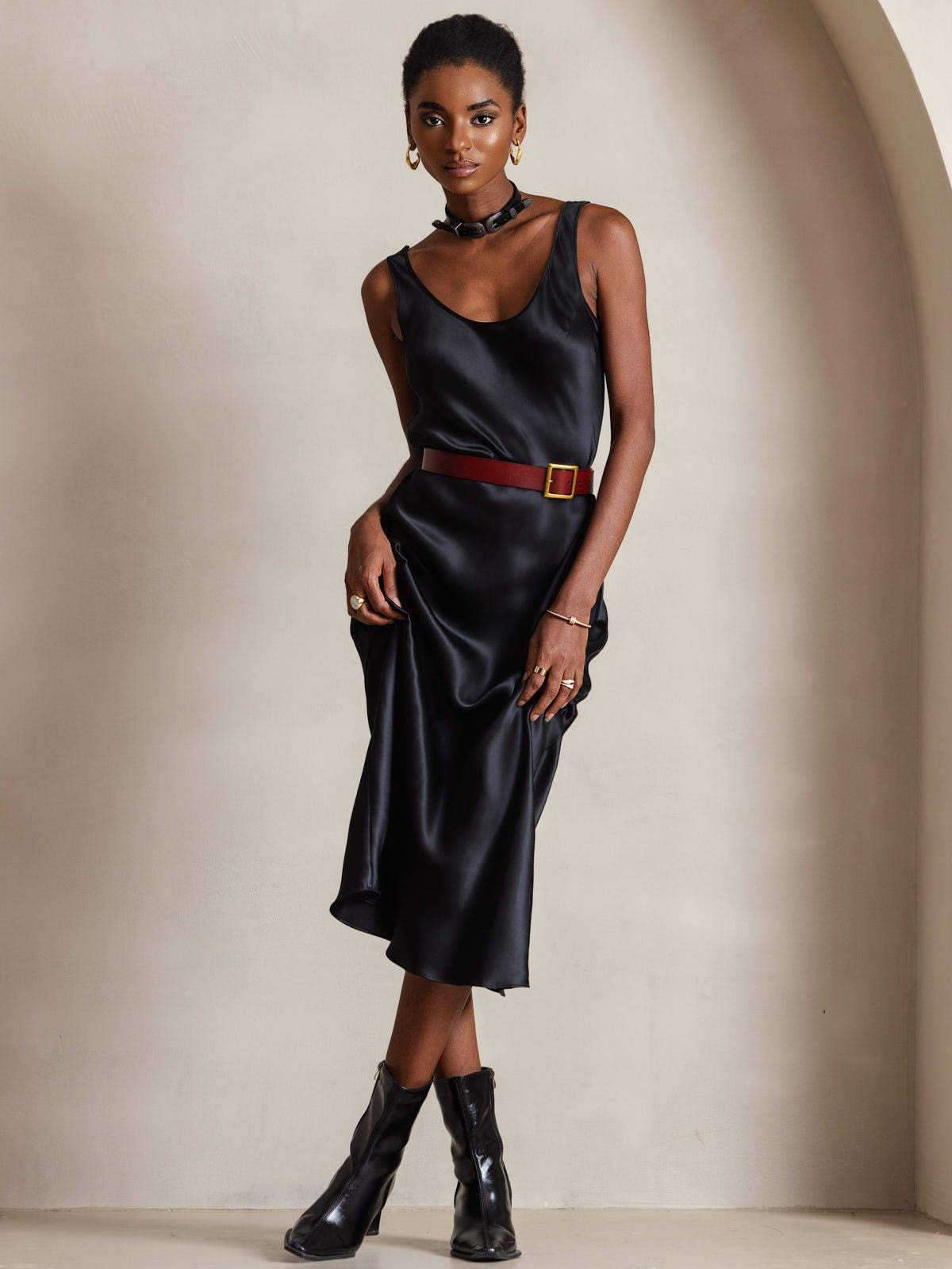 [Black] SilkSilky  Sleeveless Dress 001