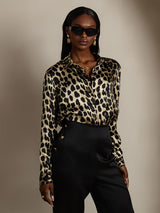 [Leopard] SilkSilky  Long Sleeve Lapel Collar Women's Shirt 005
