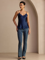 [Dark Blue] SilkSilky  Spaghetti Strap V Neck Camisole Top 006
