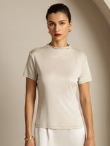 [Gray] SilkSilky  Short Sleeve Women's T-Shirt 006