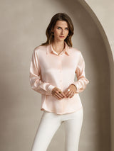 [Light Pink] SilkSilky  Long Sleeve Lapel Collar Women's Shirt 005