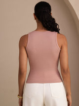 [Pink] SilkSilky  Sleeveless Deep V Neck Camisole Top 002