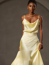 [Yellow] SilkSilky  Spaghetti Strap Cowl Neck Camisole Top 003