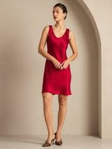 [Wine] SilkSilky  Sleeveless Scoop Neck Nightgown 005