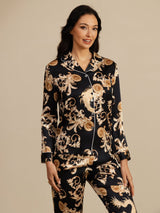 [Black Dragon] SilkSilky  Long Sleeve Lapel Collar Women's Pajamas 004
