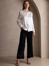 [White] SilkSilky  Long Sleeve Lapel Collar Women's Shirts 006
